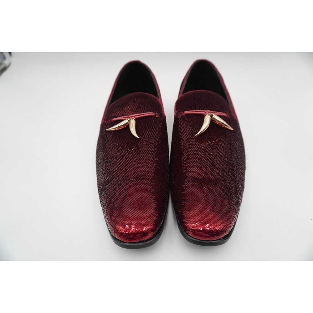 Men's Designer Loafer Shoes Red Sequin After Midnite 6759 Size 12